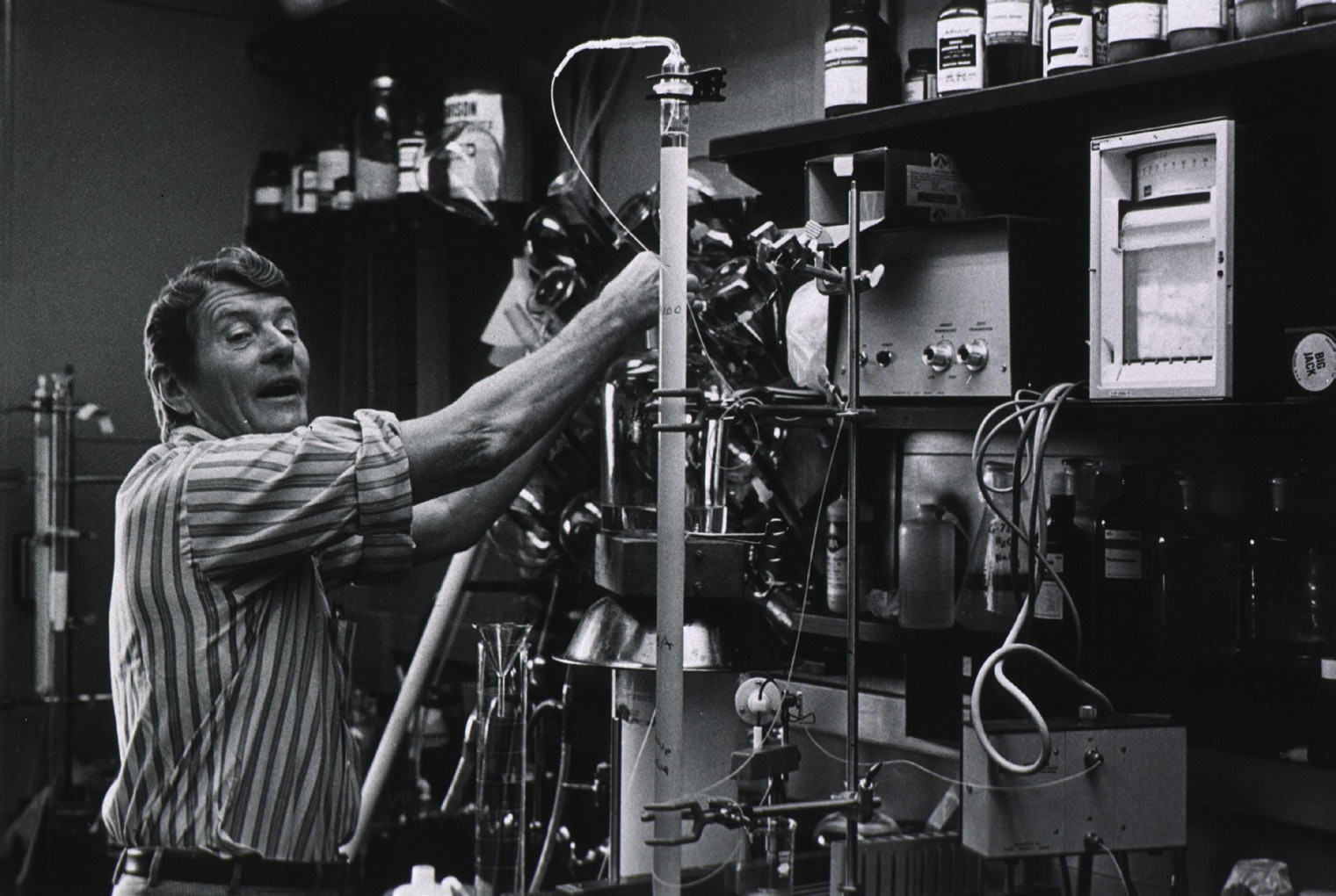 Dr. Christian Anfinsen working in a lab.