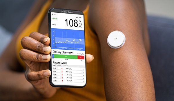 Arm with continuous glucose monitor