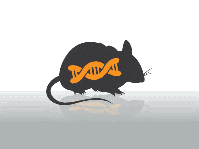 A mouse with a DNA Helix symbol
