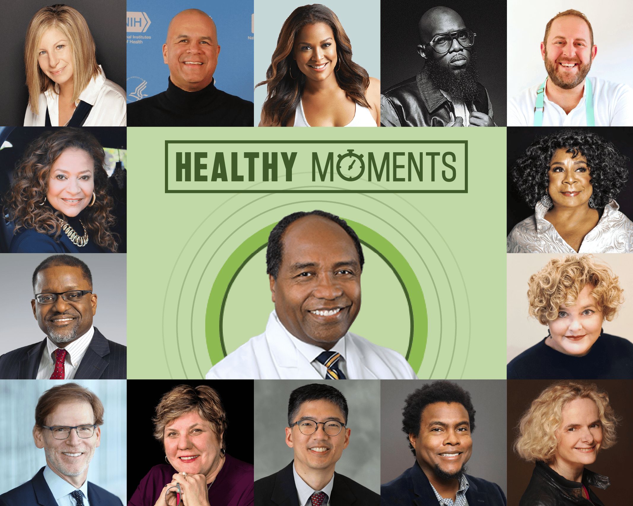 Collage of guests on Healthy Moments.