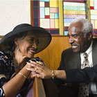 A woman and a man at church