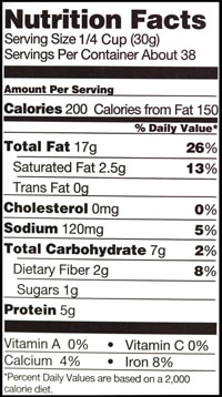 An example of a Nutrition Facts food label that shows a Percent Daily Value of 5 percent of sodium per serving.