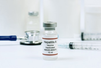 Vial of hepatitis A vaccine.