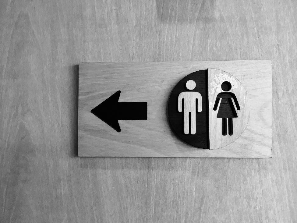 Men’s and women’s restroom sign.