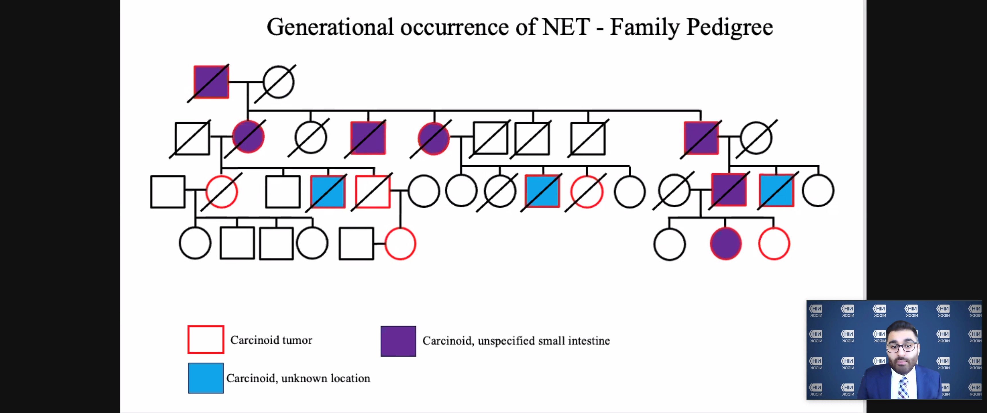 Chart showing Generational occurrences of NET - Family Predigree 
