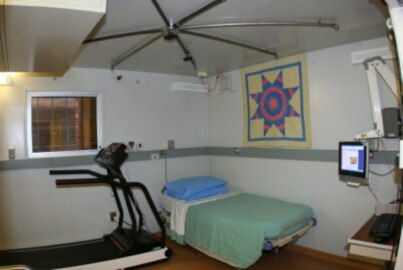 Photo of lab room with treadmill