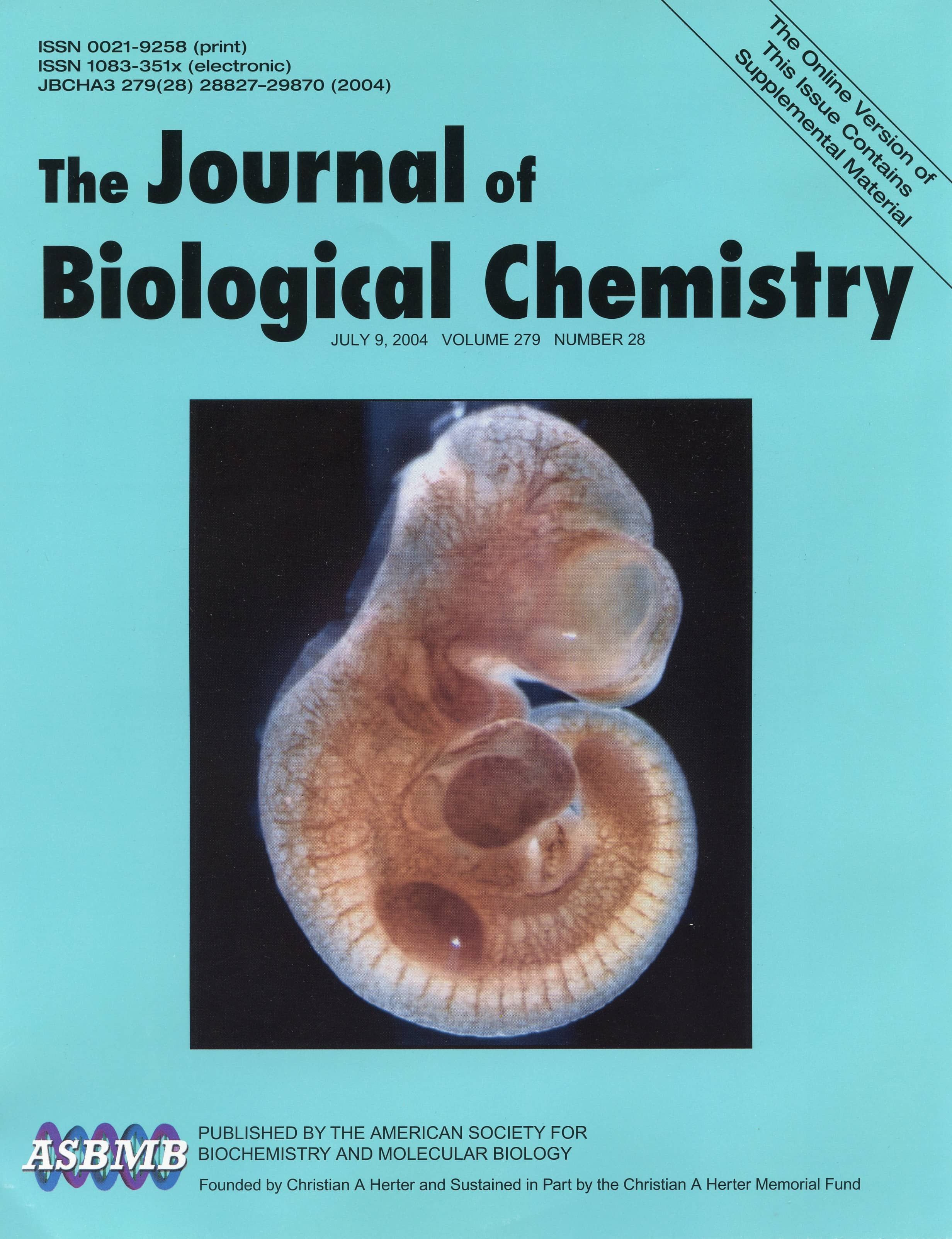 2004 cover of the Journal of Biological Chemistry.