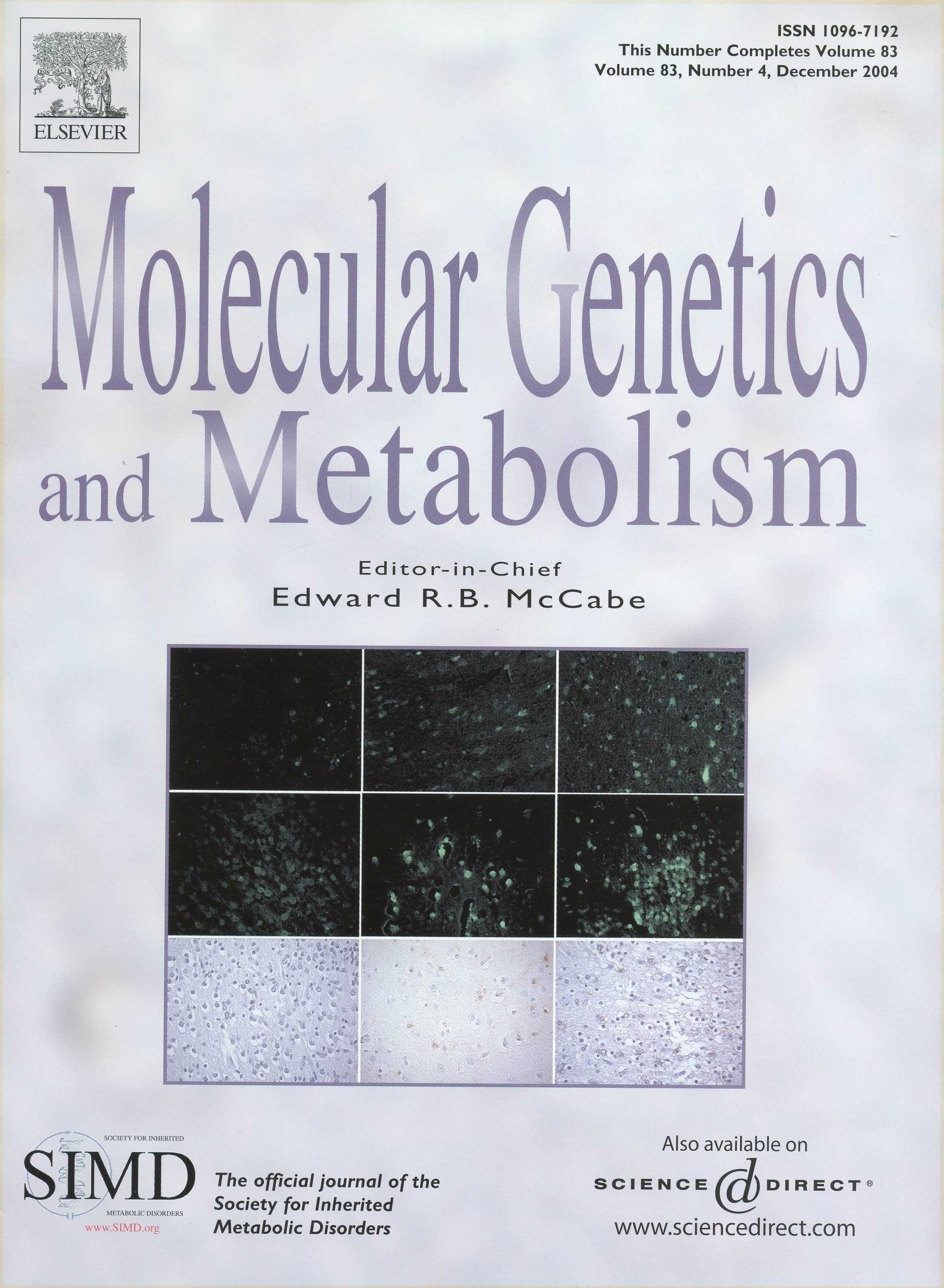 Cover of Molecular Genetics and Metabolism.
