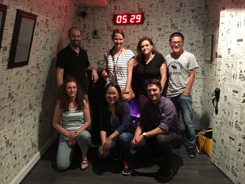 A photograph of the team at an Escape Room